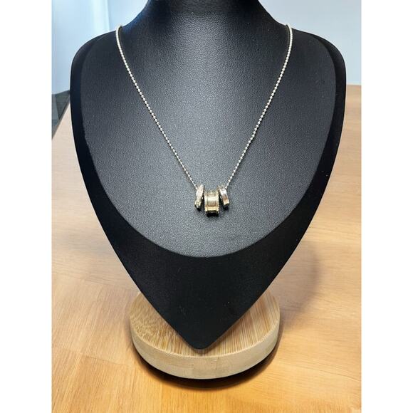 Y2K Coach 95125 Sterling Silver Pavé Crystal Rondell Pendant Necklace - Picture 2 of 10